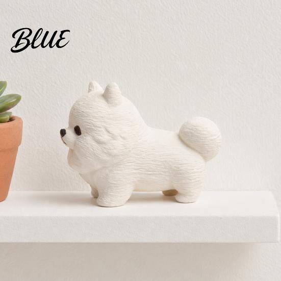 Fluffy Dog Figurine 3D Printing Ornament, White Matte Texture Figurine, Durable Printed Ornament Mini Size Statue, for Home Office Desk Decoration