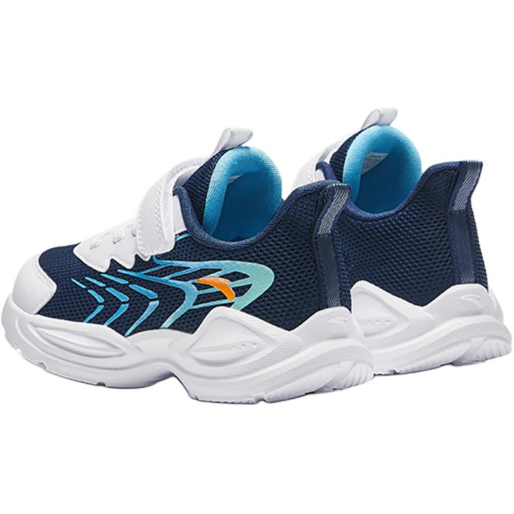 Anta Kids Synthetic Leather Comfortable Breathable Lightweight Shock Absorption Low-Top Running Shoes Kids Sneaker Blue White A12439905-2