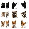 Adesivos de Janela de Animais Raposa Gato Guaxinim Desenho Animado Adesivos Estáticos Removíveis para Quarto de Crianças Sala de Estar Portas de Vidro Janelas