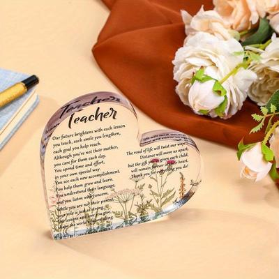 Decoração de Mesa de Escritório com Peso de Papel Acrílico em Forma de Coração - Ideais Presentes de Agradecimento aos Professores para Mulheres