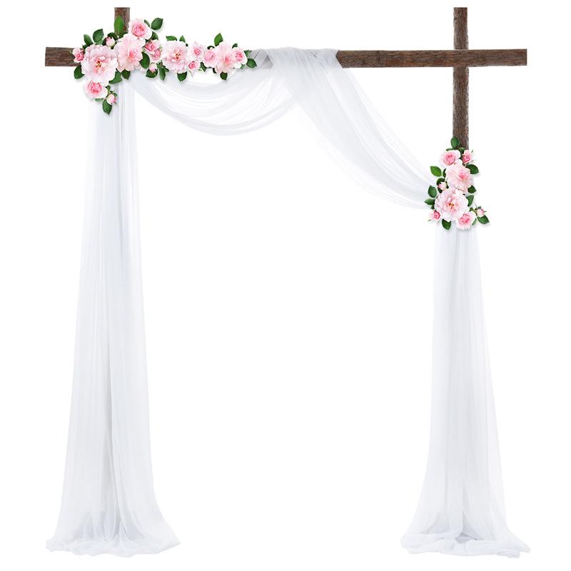 Forest Style Wedding Arch Decoration: Outdoor Lawn Chiffon Gauze Curtains