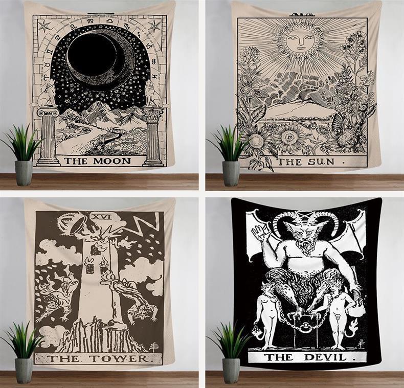 European Tarot Card Series Wall Tapestry - Decorative Polyester Landscape Hanging Cloth