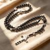 Collana di Perline di Ematite Nera Europee e Americane con Ciondolo