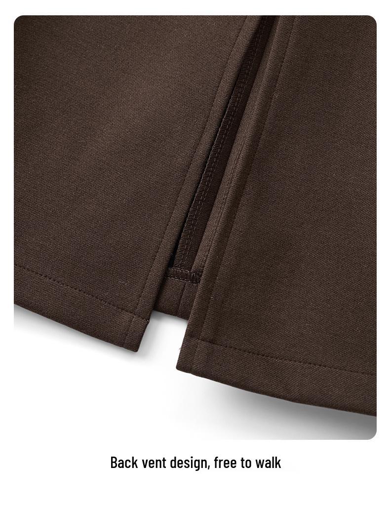 Women's Coffee Wool-Blend A-Line Skirt: High-Waisted, Slimming, Back Slit for Autumn/Winter 2025.