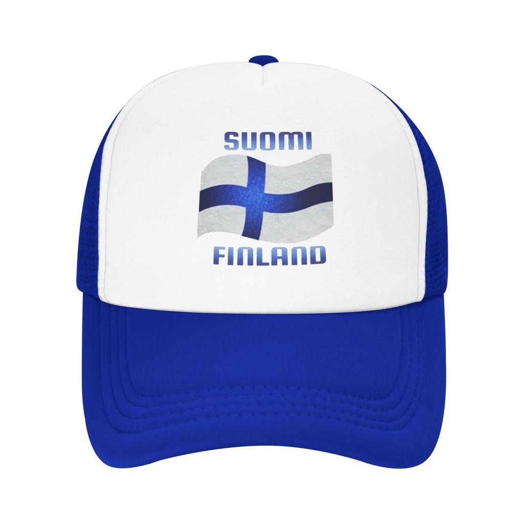 Finnland Flagge Finnland Blaues Kreuz Wandern Mesh Baseballkappen Für Damen Erwachsene Weiblich Strand Papa Hüte Hip Hop Trucker Cap
