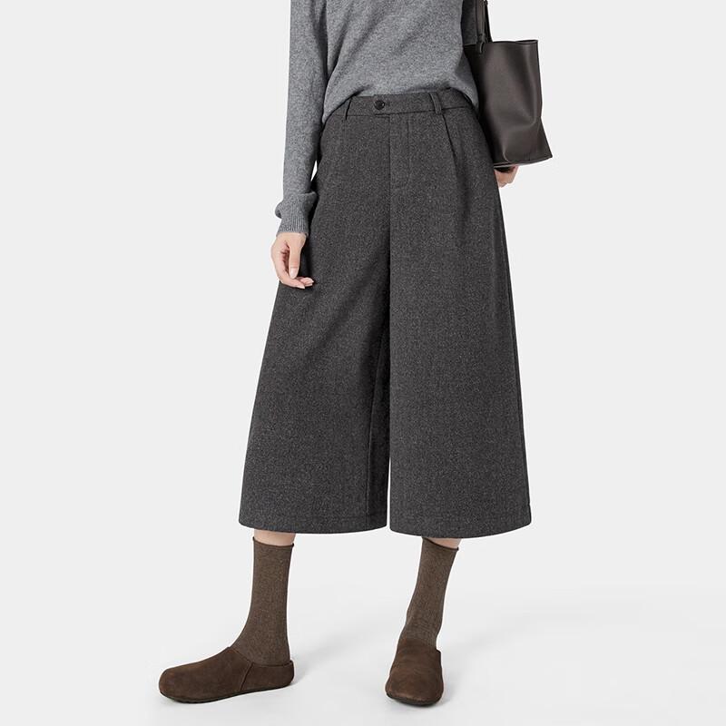Women's Loose Fit Wool Blend Wide-Leg Pants