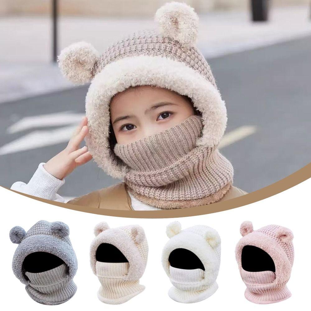 Woolen Kids Winter Hat Windproof Hooded Cap New Neck Warmth Cover Winter