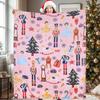 Nutcracker Blanket Fuzzy Christmas Nutcracker Throw Blanket with Soldier Fairy Prince Mouse Gift Pattern Decorative Blanket for