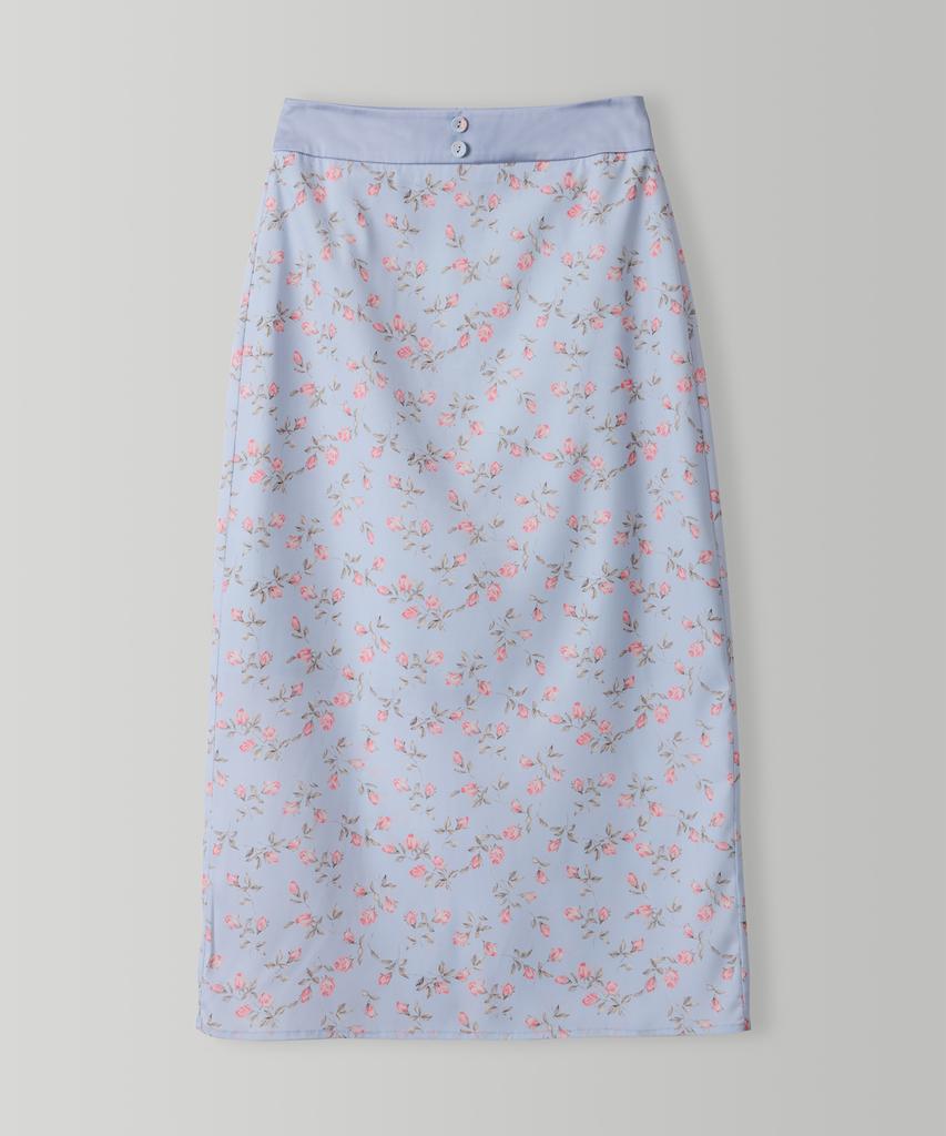 Syeliobeu Camellia Long Skirt - Blue