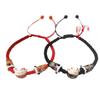 Handmade Ceramic Cat Zodiac Bracelet - Red String Unisex Ethnic Style with Carp Streamer Design