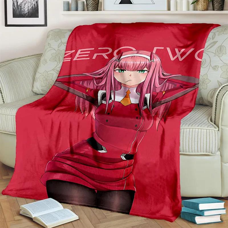 DARLING in The FRANXX Cartoon Zero Two Sexy dívčí deka, měkká přikrývka pro domácí ložnici Pohovka Pikniková deka pro děti