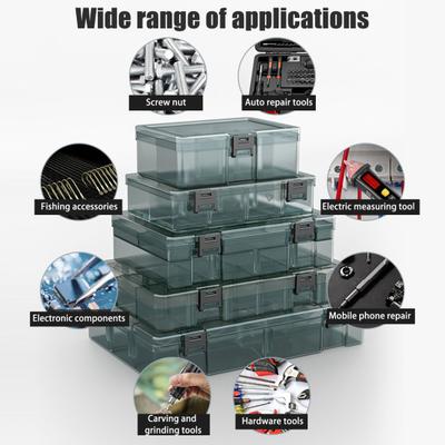 Workbench Tool Storage Box 6/8/10/18/21 Grids Heavy Duty Hardware Screw Bolts Small Parts Organizer Container with Removable Partition