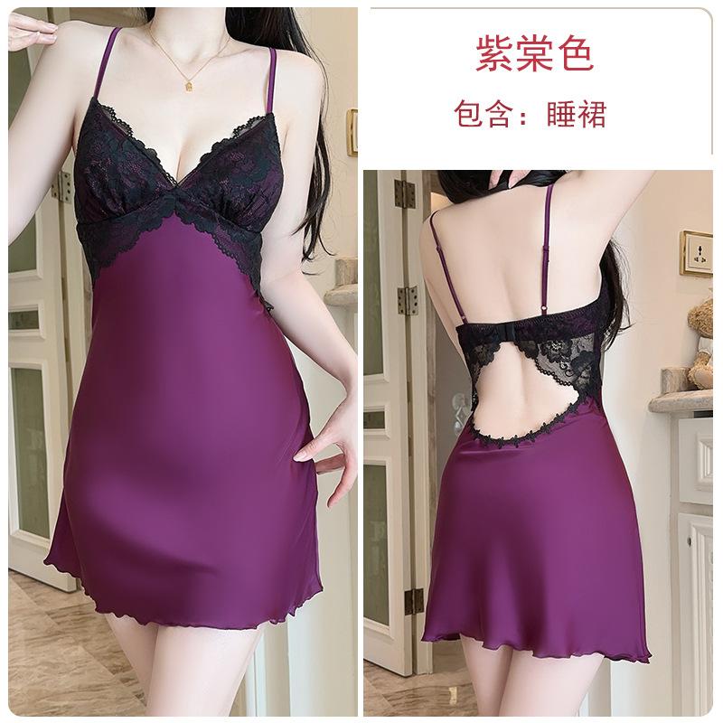 Women's Plus Size Satin Lace Trim Padded Sleep Dress with Robe Lounge Set