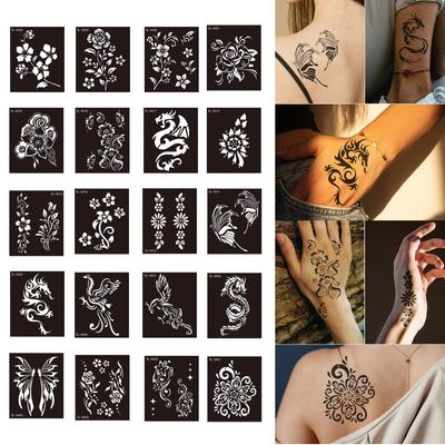 Henna Tattoo Stencils Body Art Face Paint Stencils Henna Tattoo Designs Templates Temporary Tattoo Sticker Reusable