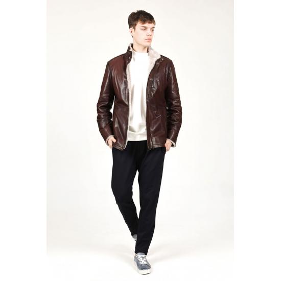 Płaszcz męski ze skóry naturalnej Płaszcz męski z wkładką Jumbo Futrzane wnętrze