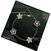 925 Sterling Silver & Gold Floral Diamond Bracelet, Hollowed-Out Five-Point Design, Exquisite Luxury.
