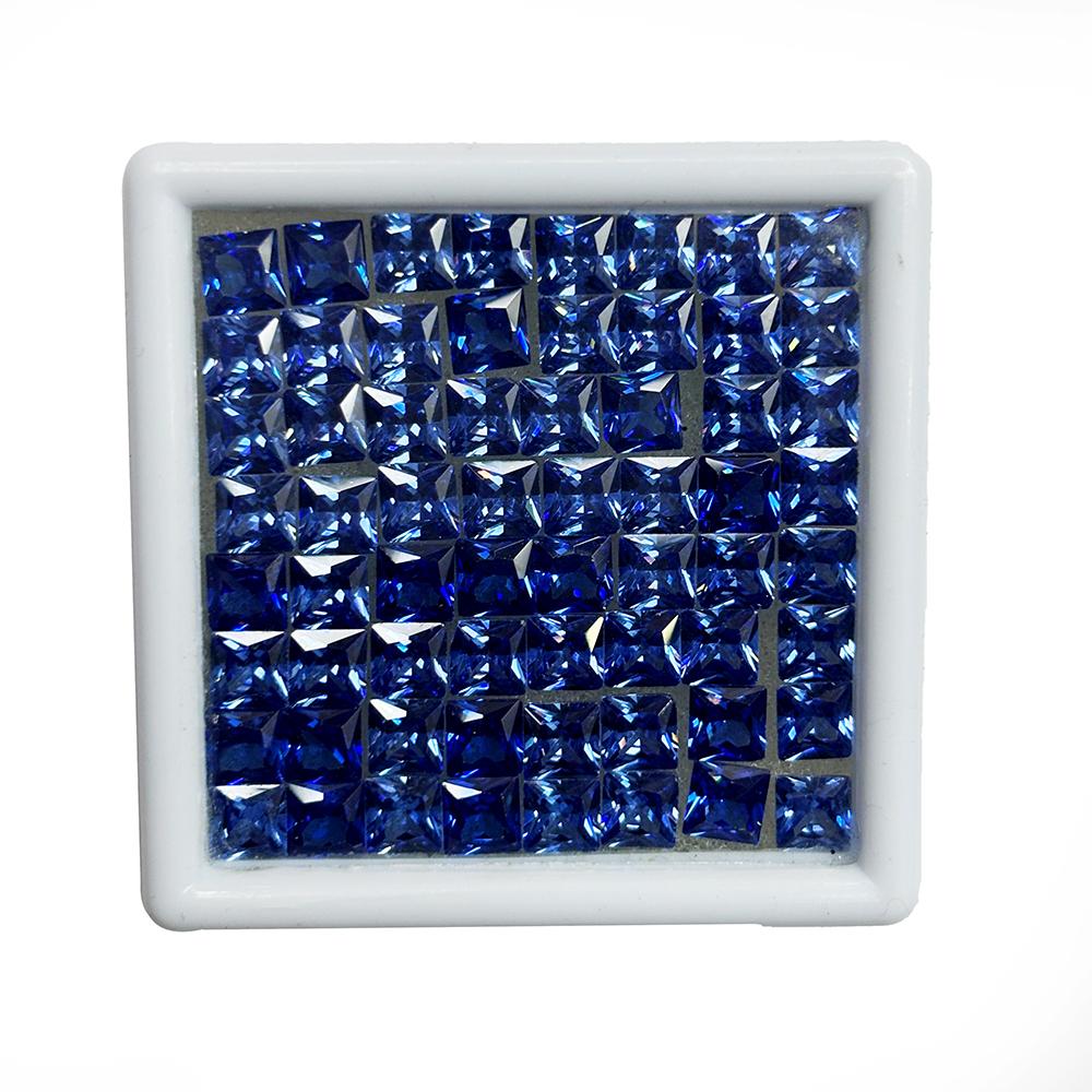 12.00 Ct Square Cut Natural Blue Sapphire Certified Loose Gemstone 5x5 mm Lot