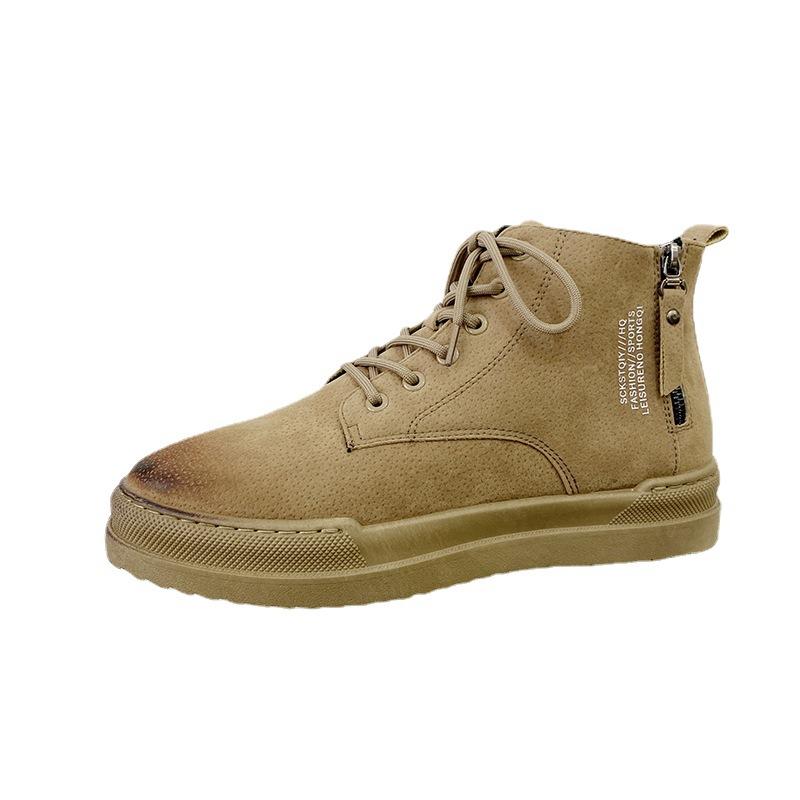 Fashion Men's Ankle Boots Winter Warm E Boots for Men Lace Up Male Platform Shoes Outdoor Punk Botas British Mid-carf Tooling Boot