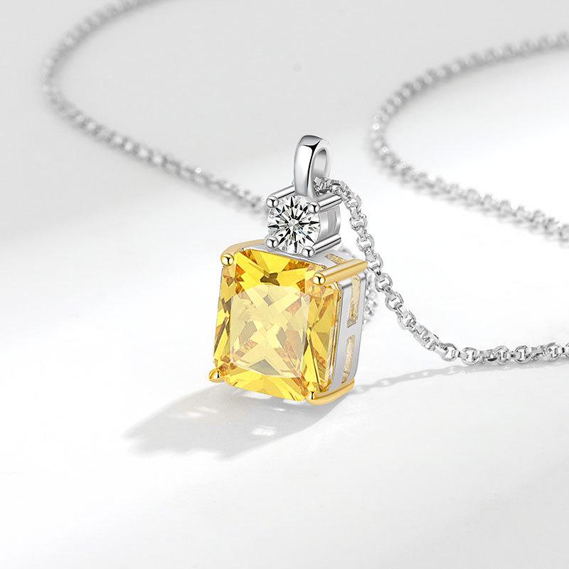 Ladies Elegant Square Zircon Pendant Necklaces