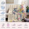 Bike - Riding Girl Flannel Blanket Warm Soft Halloween Christmas Couch Warm Cozy Decorative Decor Gift For All Season