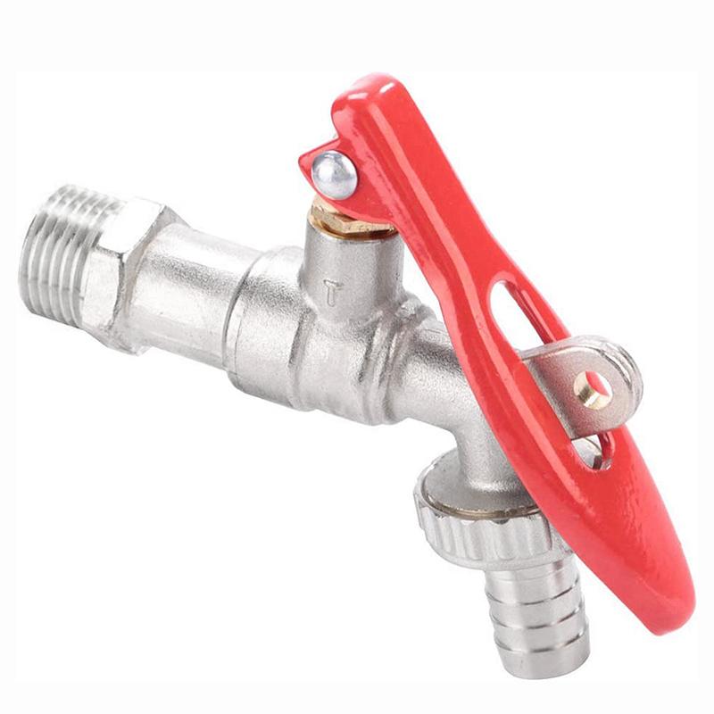 Abschließbarer Messing-Wasserhahn für den Außenbereich 1/2" Diebstahlsicherer Garten-Wasserhahn mit rotem Griff für Waschmaschine, Hof, Autowaschanlage, Schlauchanschluss