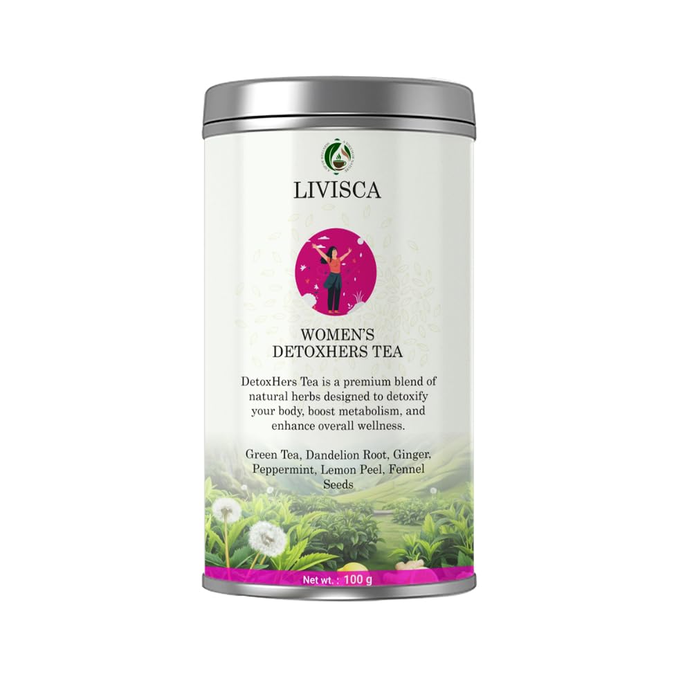 Livisca Women s DetoxHers Tea| Refreshing Herbal Blend with Premium Green Tea,Dandelion Root,Ginger,Peppermint,Lemon Peel,Fennel Seeds | Hel