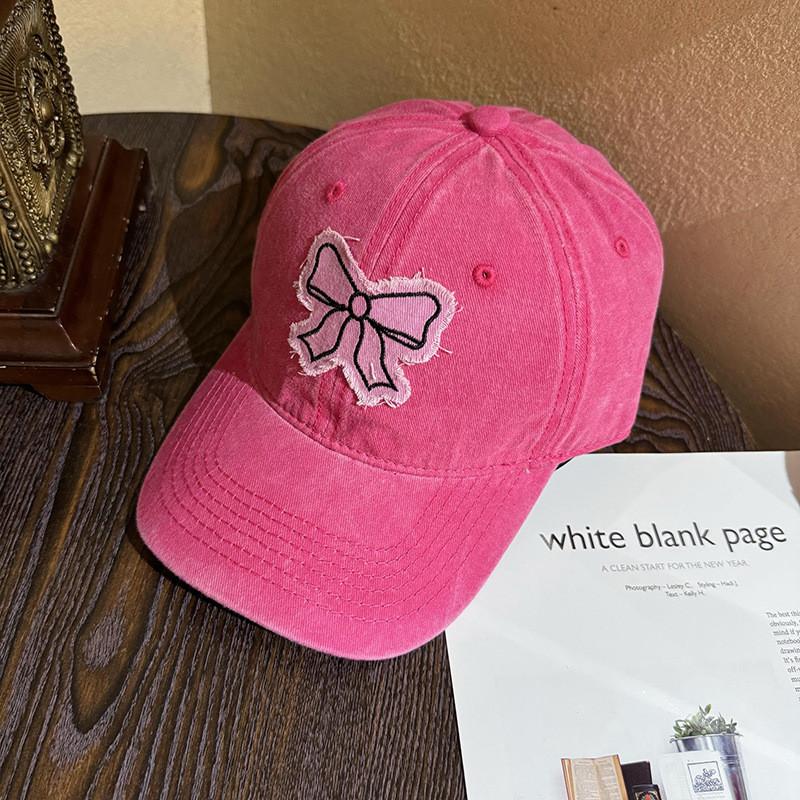 Stylish Bow Cotton Duckbill Cap Sun Protection Baseball Cap With Curved Brim
