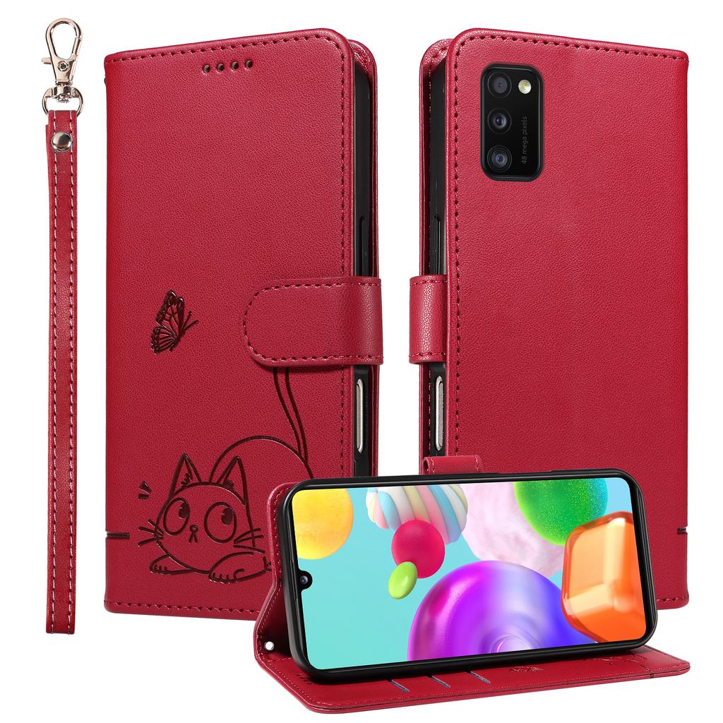 Magnetic Leather Wallet Case for Samsung Galaxy A05 A05S A06 A12 A13 A14 A22 A23 A24 A25 4G 5G | Cat & Butterfly Embossed Design