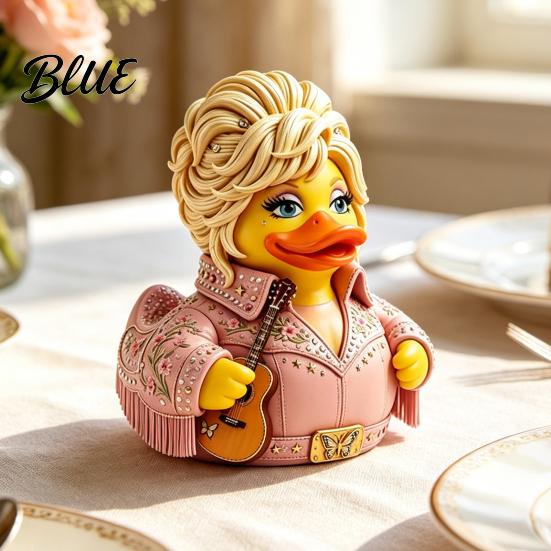 Commemorative Music Theme Collection Charming Duck Novelty Ornament Musical with Guitar Decorative Figurines for Display Case Decor Collectible