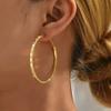 Large Thin Hoop Earrings with Lined Sparkling Stones Minimalist Elegant Women Jewelry