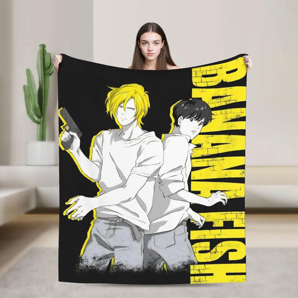 Banana Fish Anime Merch Blanket Warm Cozy Fluffy  Throw Blankets for Sofa 50x60 Inches Multi-size Bedspread