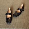 Sheepskin version~ Retro literary and artistic style with shallow mouth small single shoes women's simple leather comfortable flat Mary Jane shoes