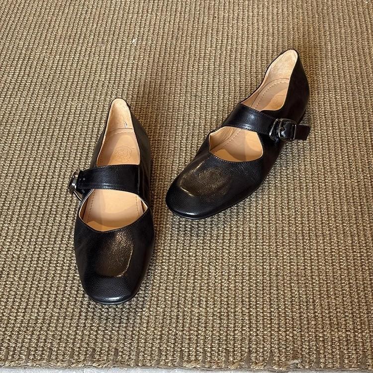 Sheepskin version~ Retro literary and artistic style with shallow mouth small single shoes women's simple leather comfortable flat Mary Jane shoes