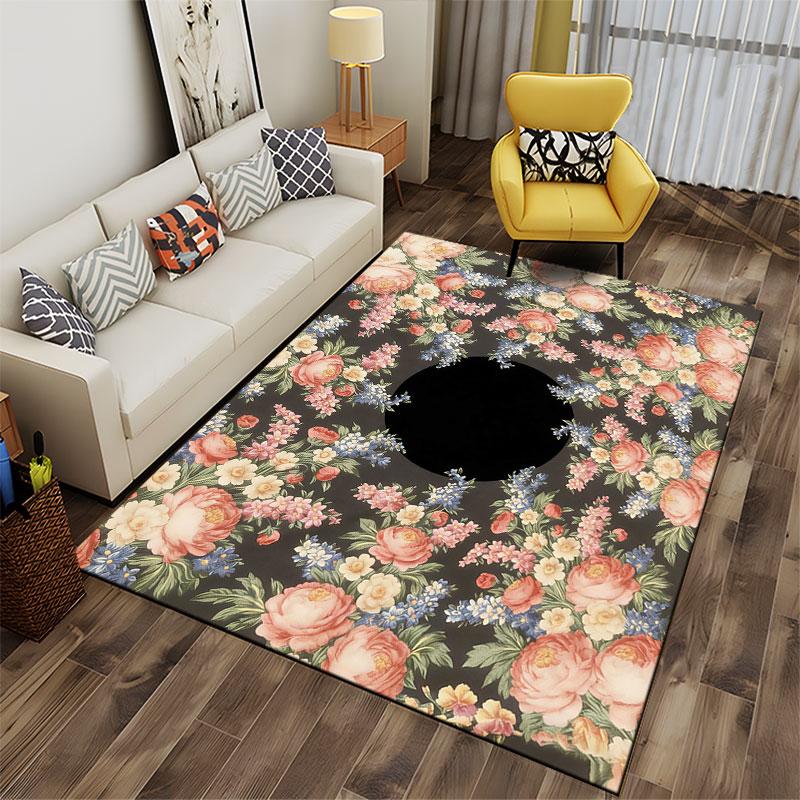 Floral Wreath Design Carpet suitable as a non-slip mat for the living room or bedroom sofa