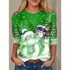 Tops for Women Christmas Pattern Round Neck Long Sleeve T-shirt Fall Casual Slim Pullover Women's Long Sleeve Top
