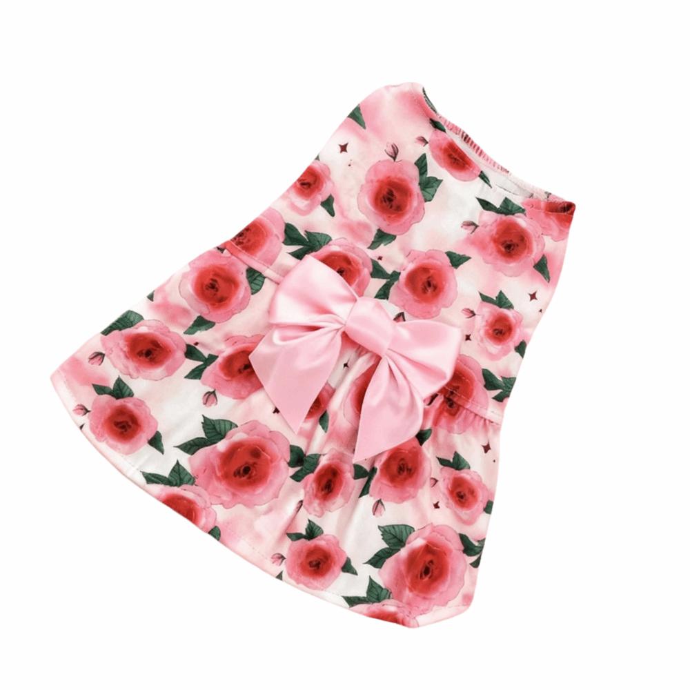 Pretty Puppy Princess Skirt Floral Printed Dog Sleeveless Dress Dress Up Accessories