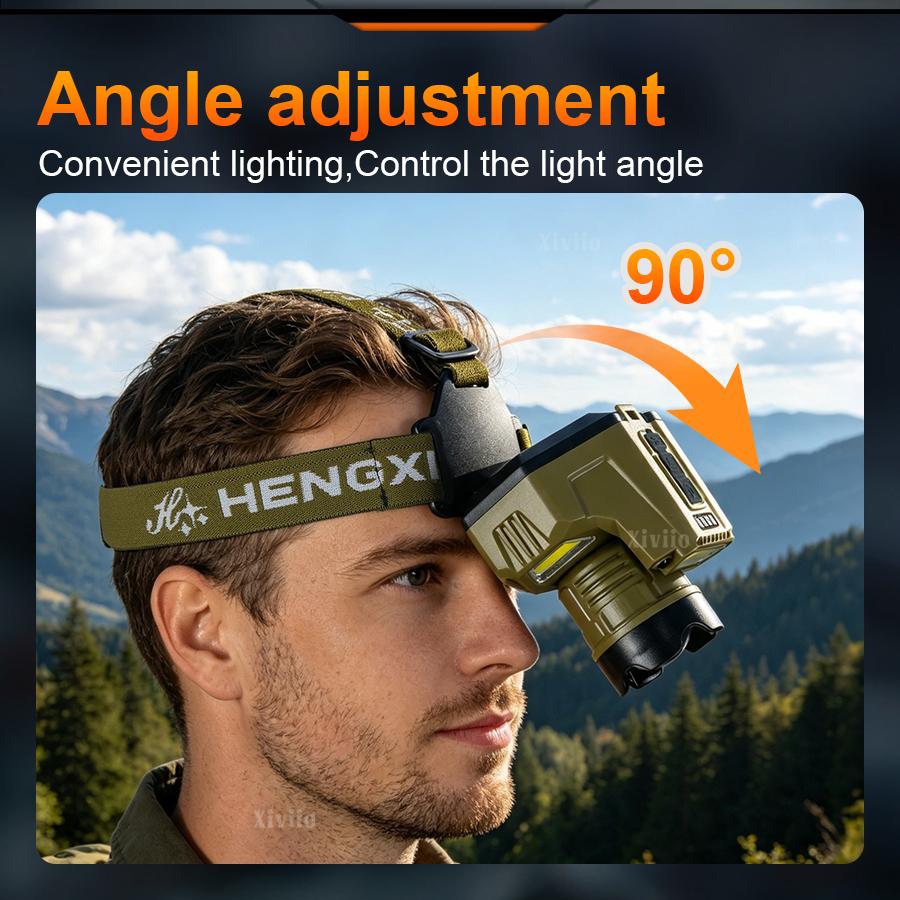 2026 New Powerful LED Headlamp IR Sensor Headlight USB Rechargeable COB Work Light For Camping Hiking Fishing