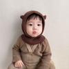 Korean Style Baby Hat and Scarf Set with Cute Ears - Knitted Wool for Warmth and Ear Protection