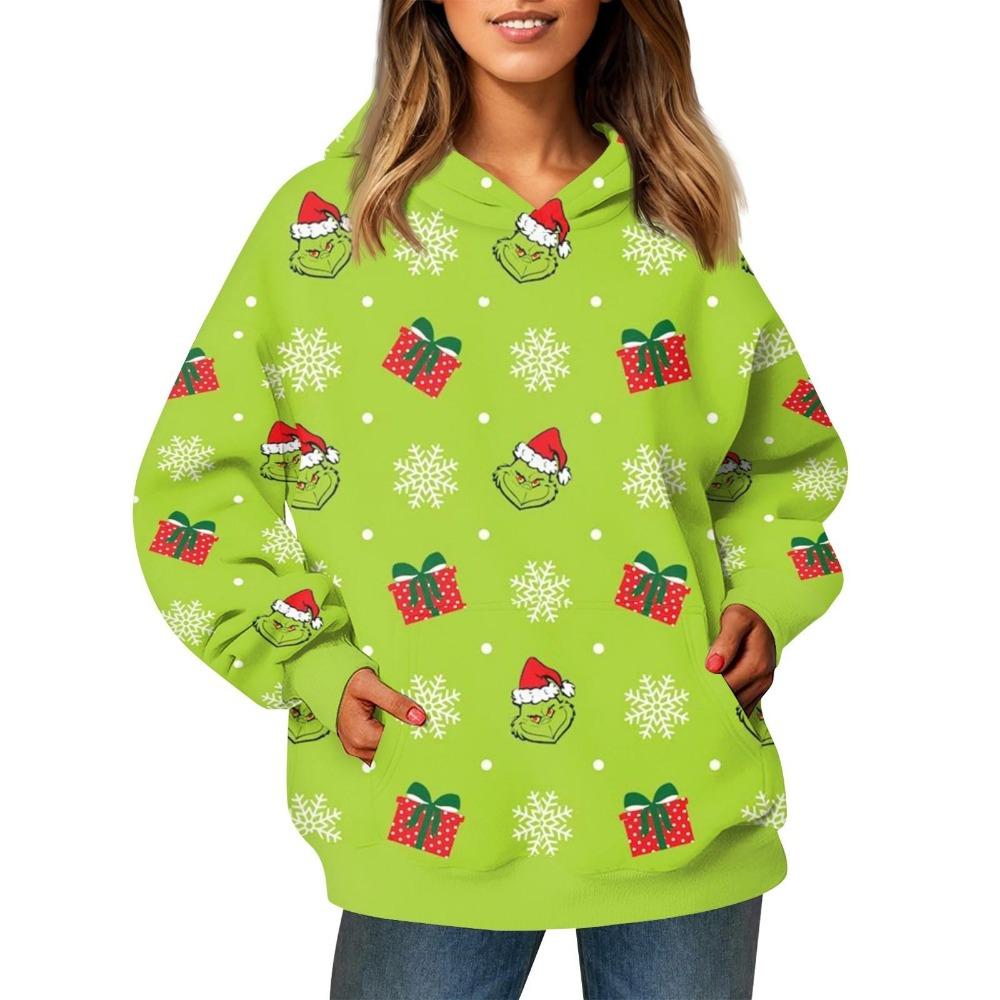 

Модные мужские женские худи Рождественский зеленый принт монстра из меха пуловер мультяшная повседневная толстовка детские худи одежда с длинным рукавом 4XL