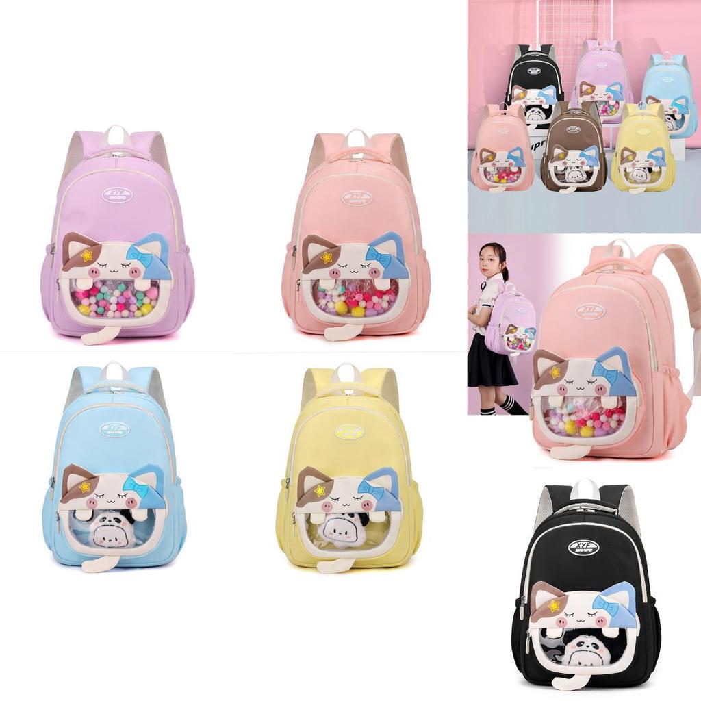 Large Capacity Cartoon Backpack With Transparent Window Perfect For Kids School Use