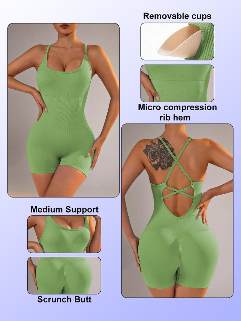 Women's Nude Feel Backless Yoga Jumpsuit - Spring/Summer Fit