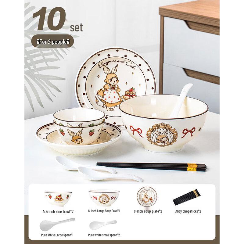 Набор керамической посуды LIU Alice s Secret Realm с подглазурной росписью 10-Piece Set