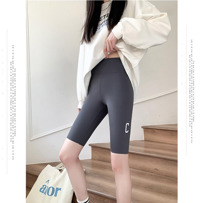 Sommer Slim Fit Sicherheitshose Damen Enge Passform Anti-Glare Taille Heben Hüfte Barbie Yoga Unterlage 5/4 Shorts