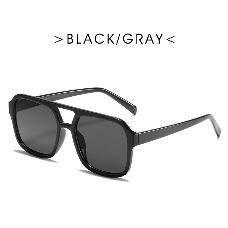 "Trendy Retro Double Beam Ocean Lens Sunglasses with Large Frame"