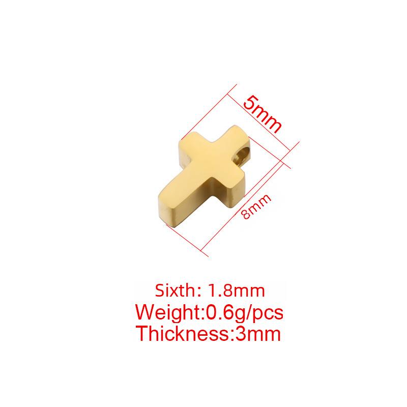 Mirror Polished Stainless Steel Cross Beads for DIY Jewelry, 5x8mm Pendant