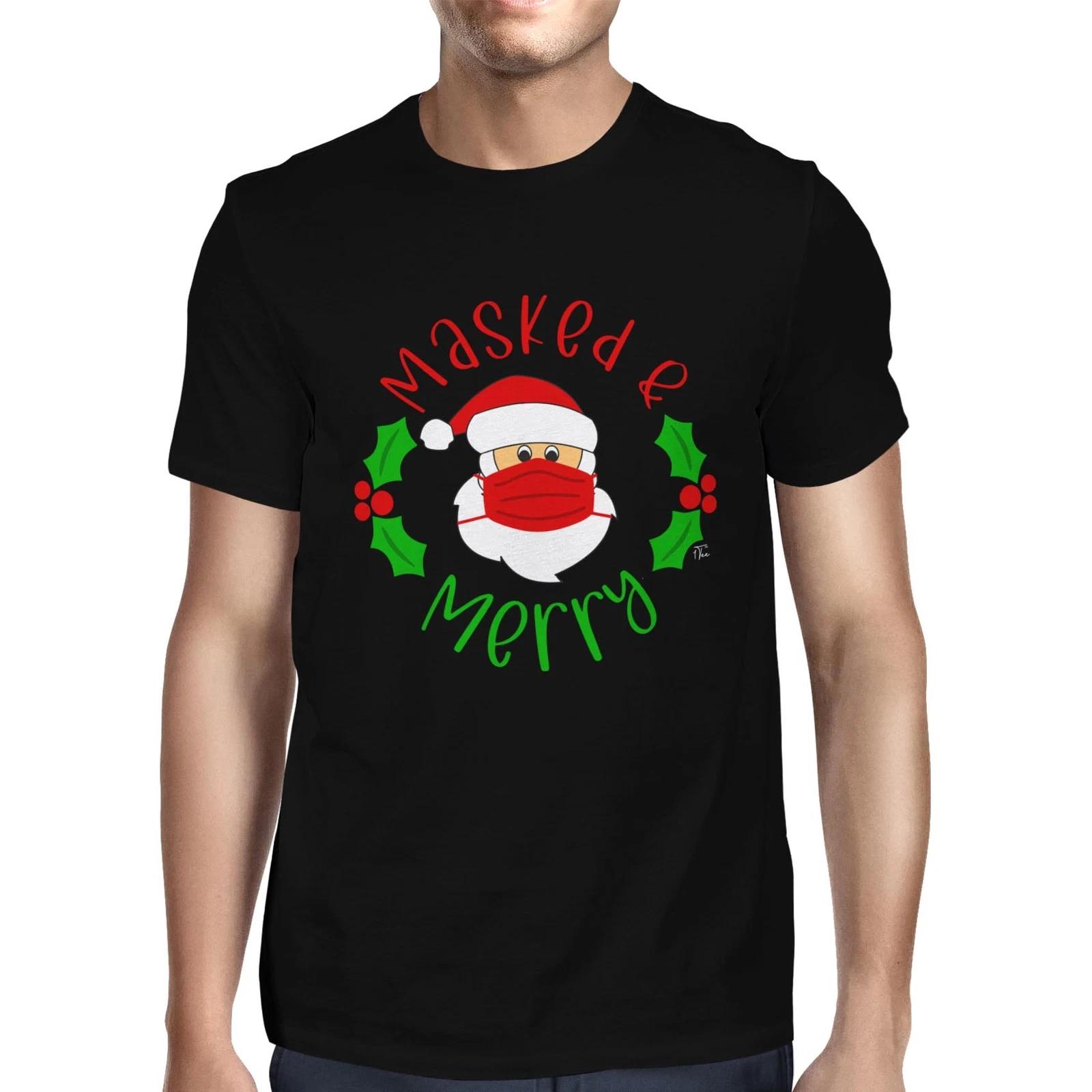 1Tee Mens Masked & Merry Christmas T-Shirt XL