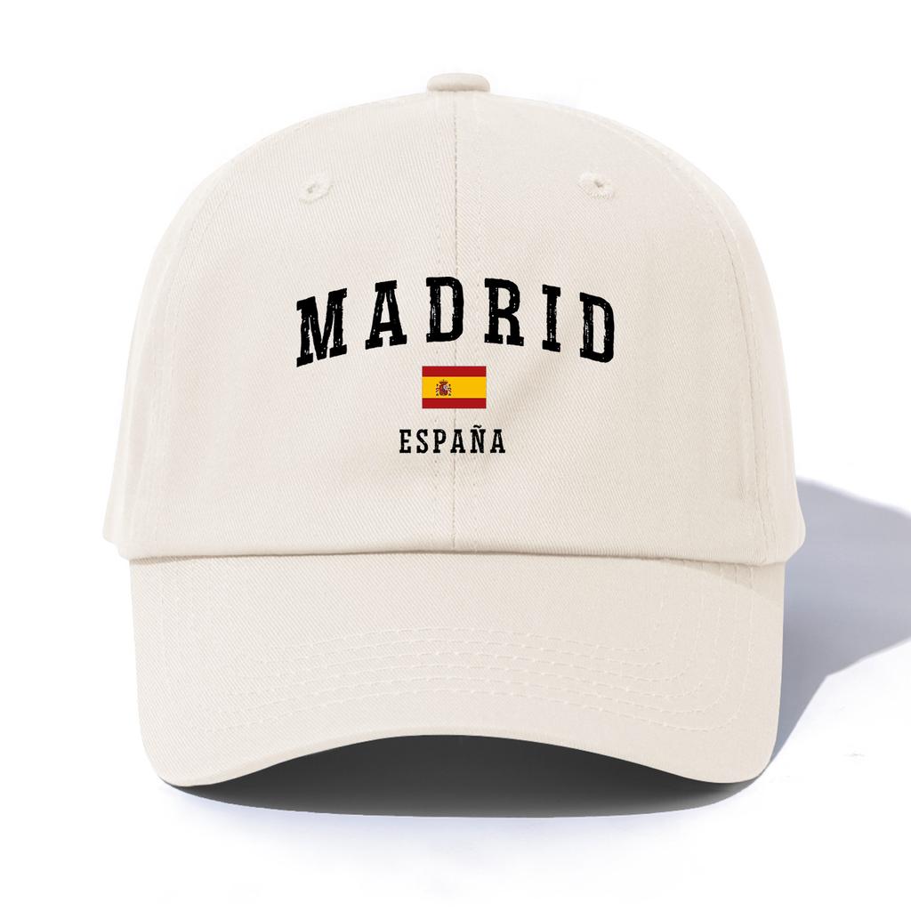 1pc MADRID Print Baseball Cap for AdultsMinimalist Retro Style Casual Soft Adjustable Dad HatPerfect As Gift
