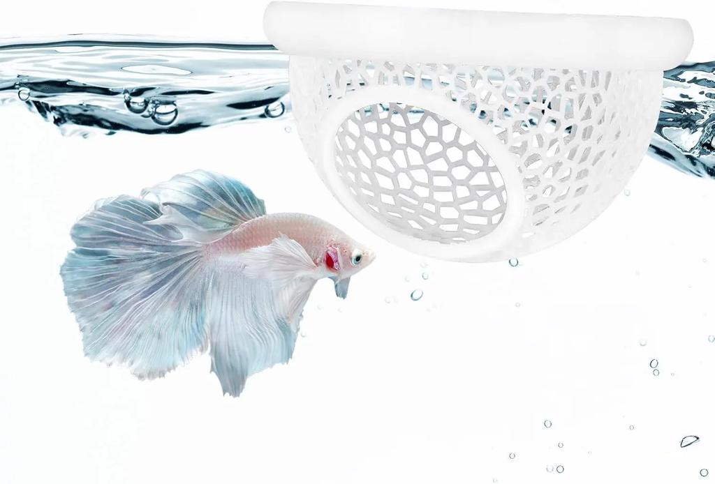 Aquarium schwebende Höhle Fisch Garnelen Versteck Unterschlupf 3-in-1 Hängematte Futterring & Ruheplatz für Betta kleine Wassertiere