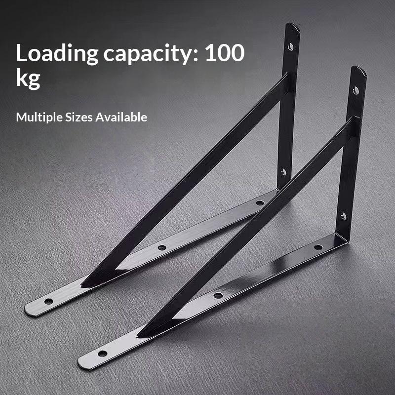 2Pcs Tripod Bracket Shelf Floating Shelf Heavy Duty Black/White Steel For Decorative Wall Mount Joint Angle Without Screws