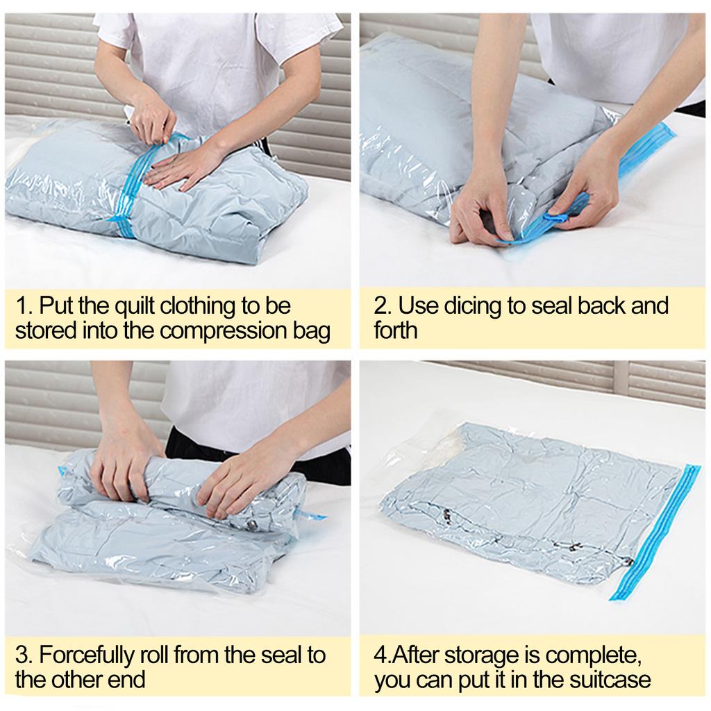 Vacuum Compression Bags 50x70cm 5pcs Hand Roll Storage for Clothes Travel Portable PE+PET